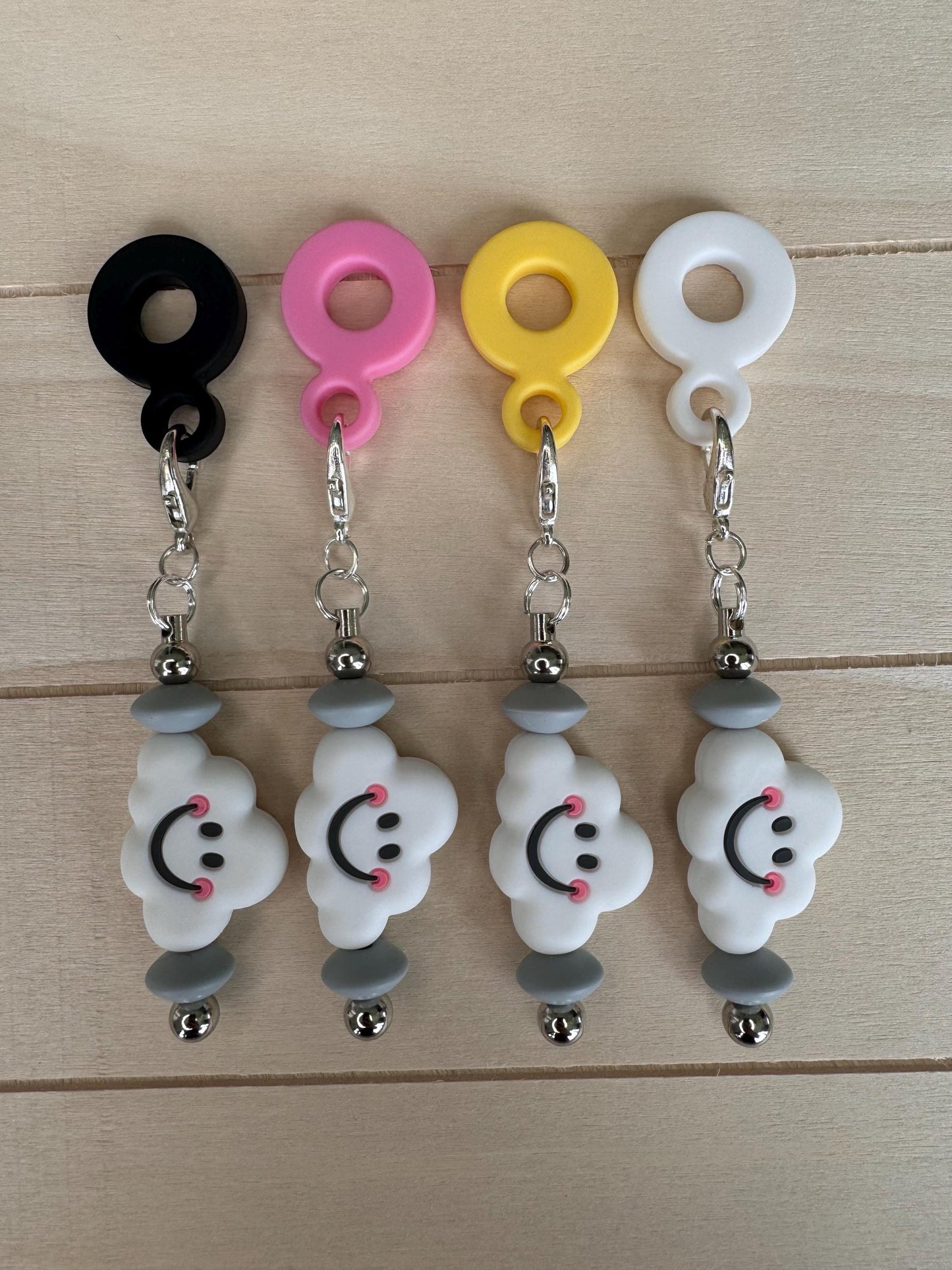 Tumbler Silicone Beaded Charm Key Chain For Cup Grey Cloud Bead Gift For Her Drink Accessories