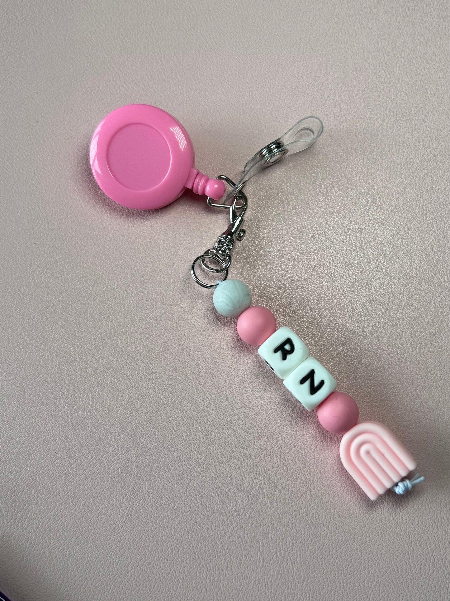 Personalized beaded keychain nurse beaded badge reel silicone bead keychain gift for nurse appreciation gift medical assistant cna gift