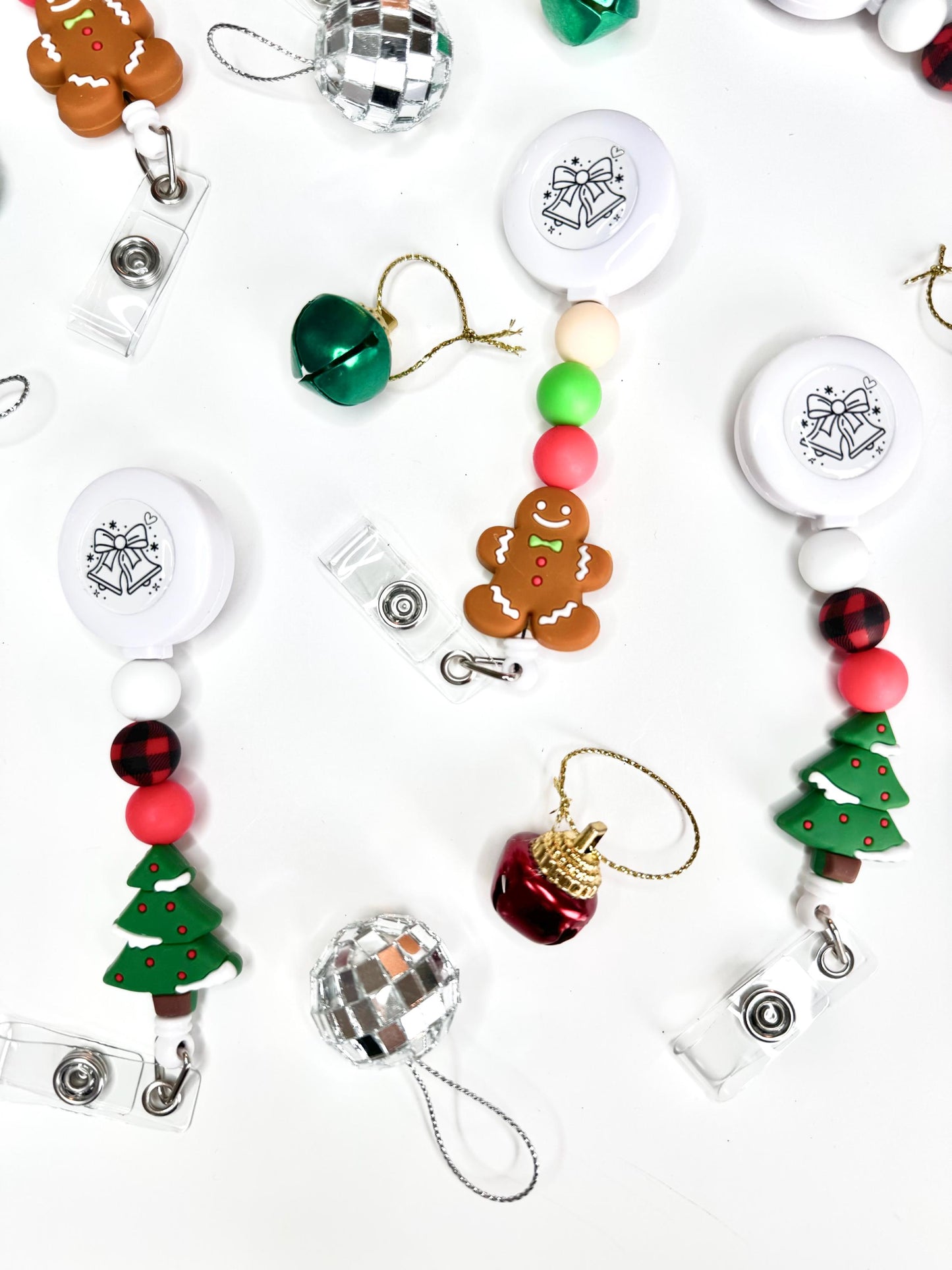 Christmas badge reels for work winter themed tree badge buddy cute xmas badge focal beads gingerbread badge clip nurse badge healthcare gift