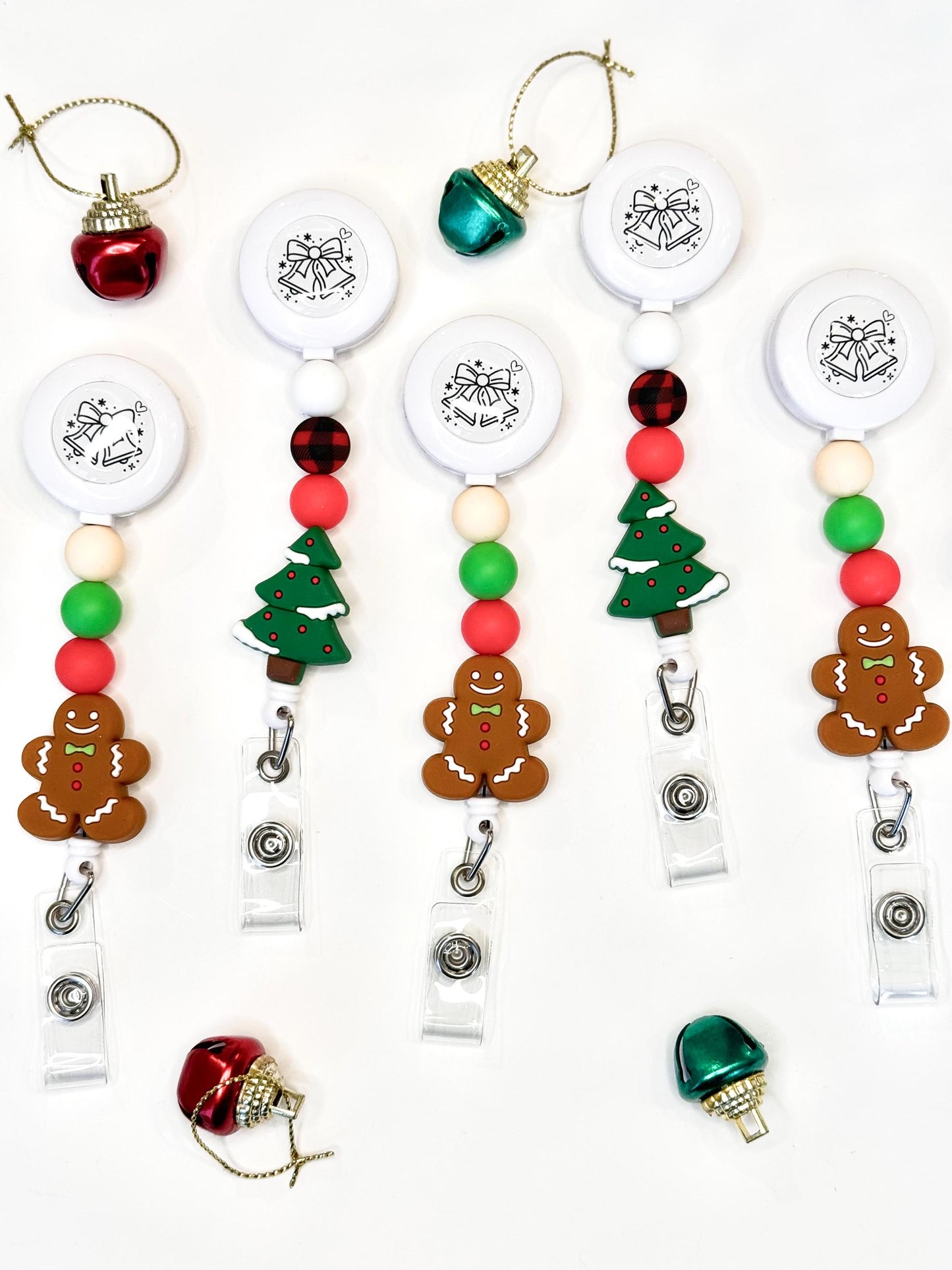 Christmas badge reels for work winter themed tree badge buddy cute xmas badge focal beads gingerbread badge clip nurse badge healthcare gift