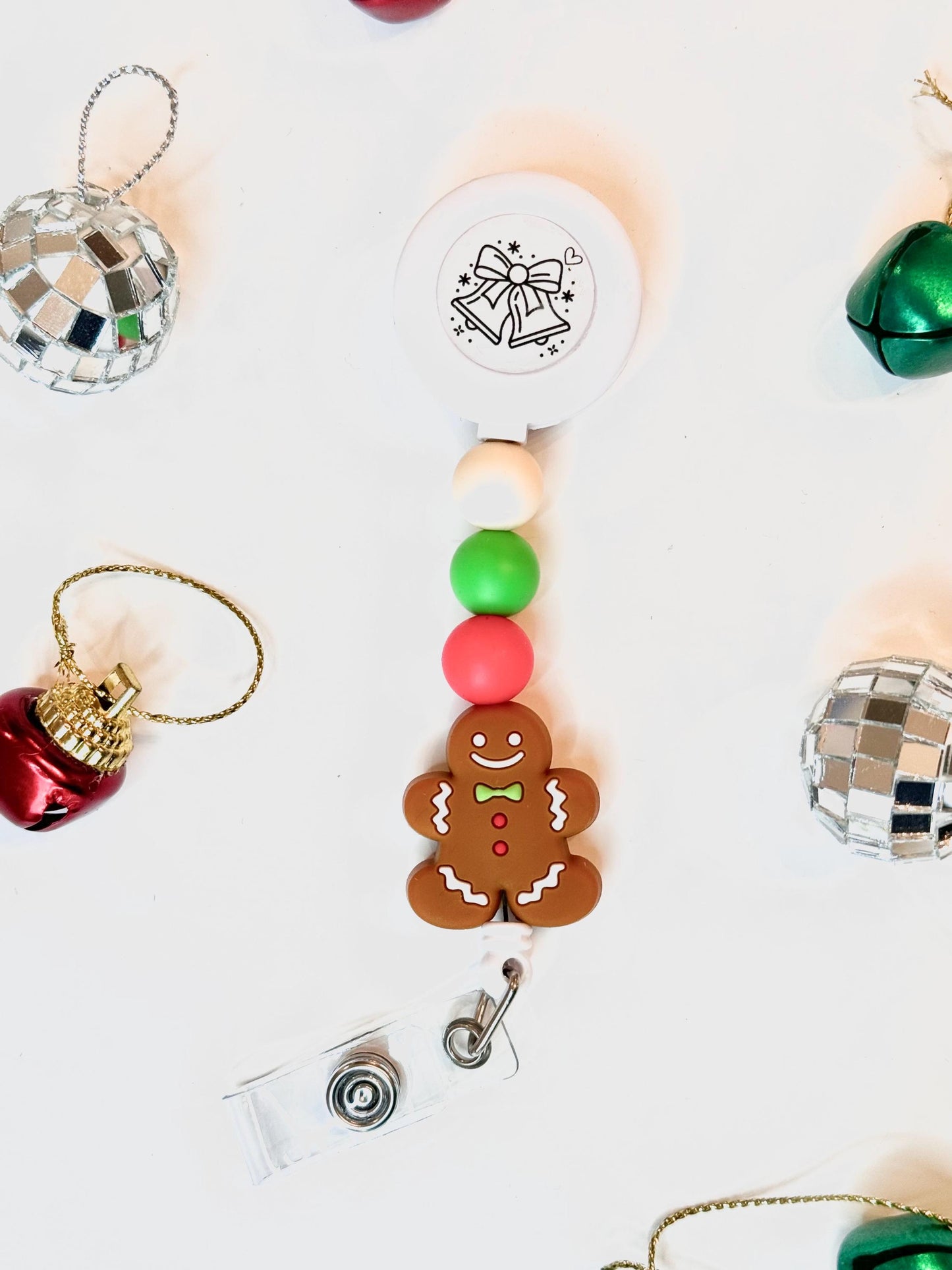 Christmas badge reels for work winter themed tree badge buddy cute xmas badge focal beads gingerbread badge clip nurse badge healthcare gift