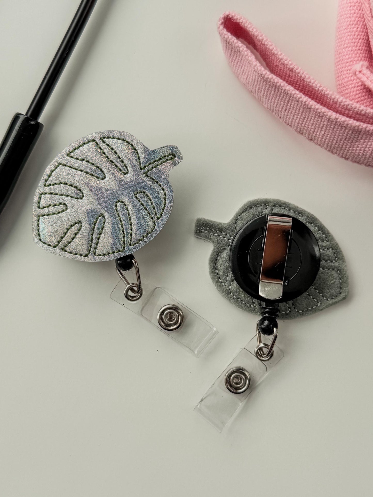 Silver Plant Lovers Feltie Badge Reel Nursing Gift Retractable Holder Fun ID Gift For Work Handmade Felt Badge Clip Healthcare Badge Holder