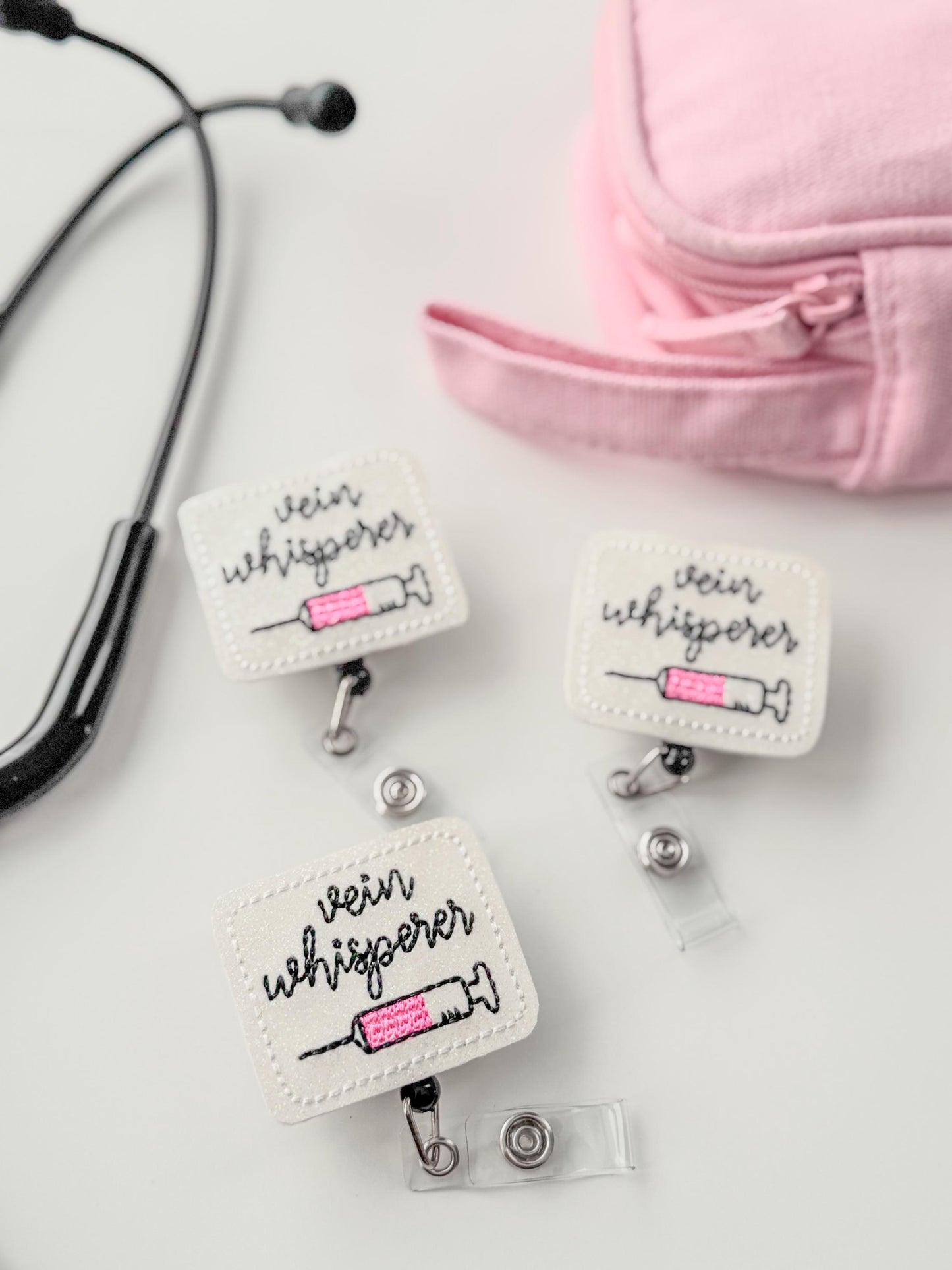 Vein Whisperer Feltie Badge Reel Nursing Gift Retractable Holder Fun ID Gift For Work Handmade Felt Badge Clip Healthcare Badge Reel Holder