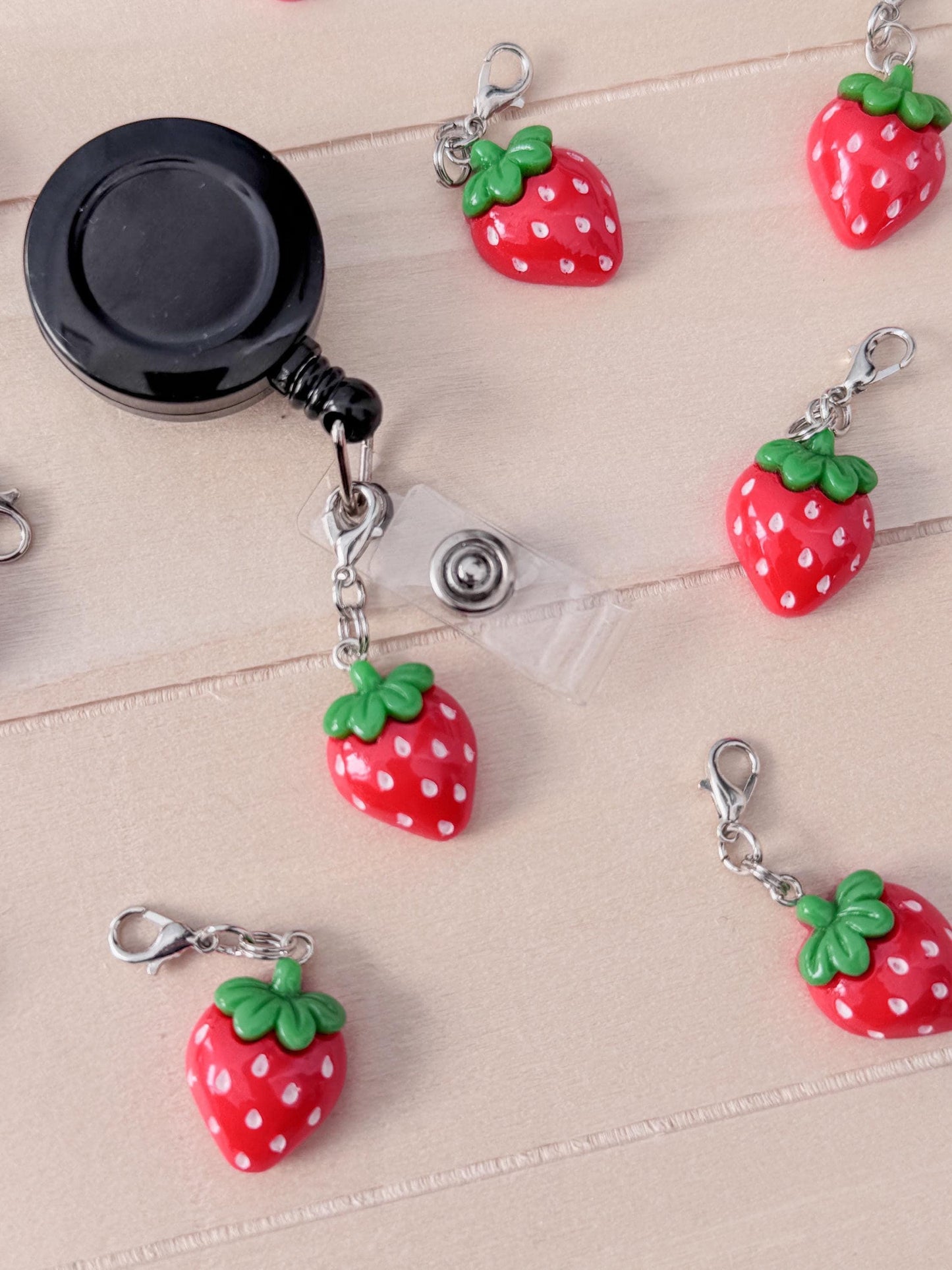 Strawberry charm badge reel accessory charm for badge buddy picu pediatric nurse gift for nursing student cna medical assistant