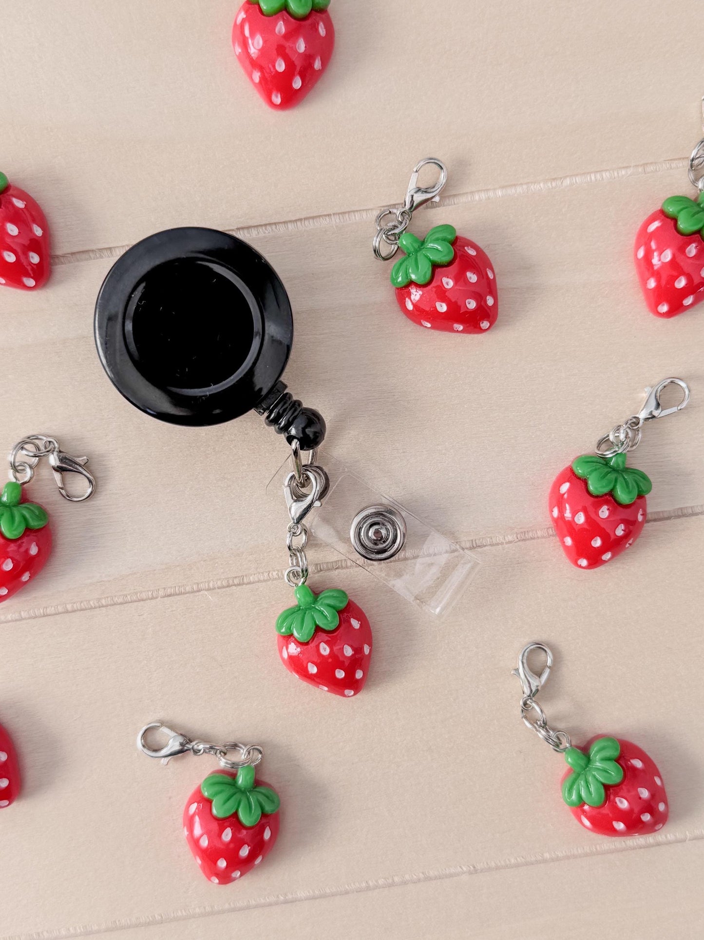 Strawberry charm badge reel accessory charm for badge buddy picu pediatric nurse gift for nursing student cna medical assistant