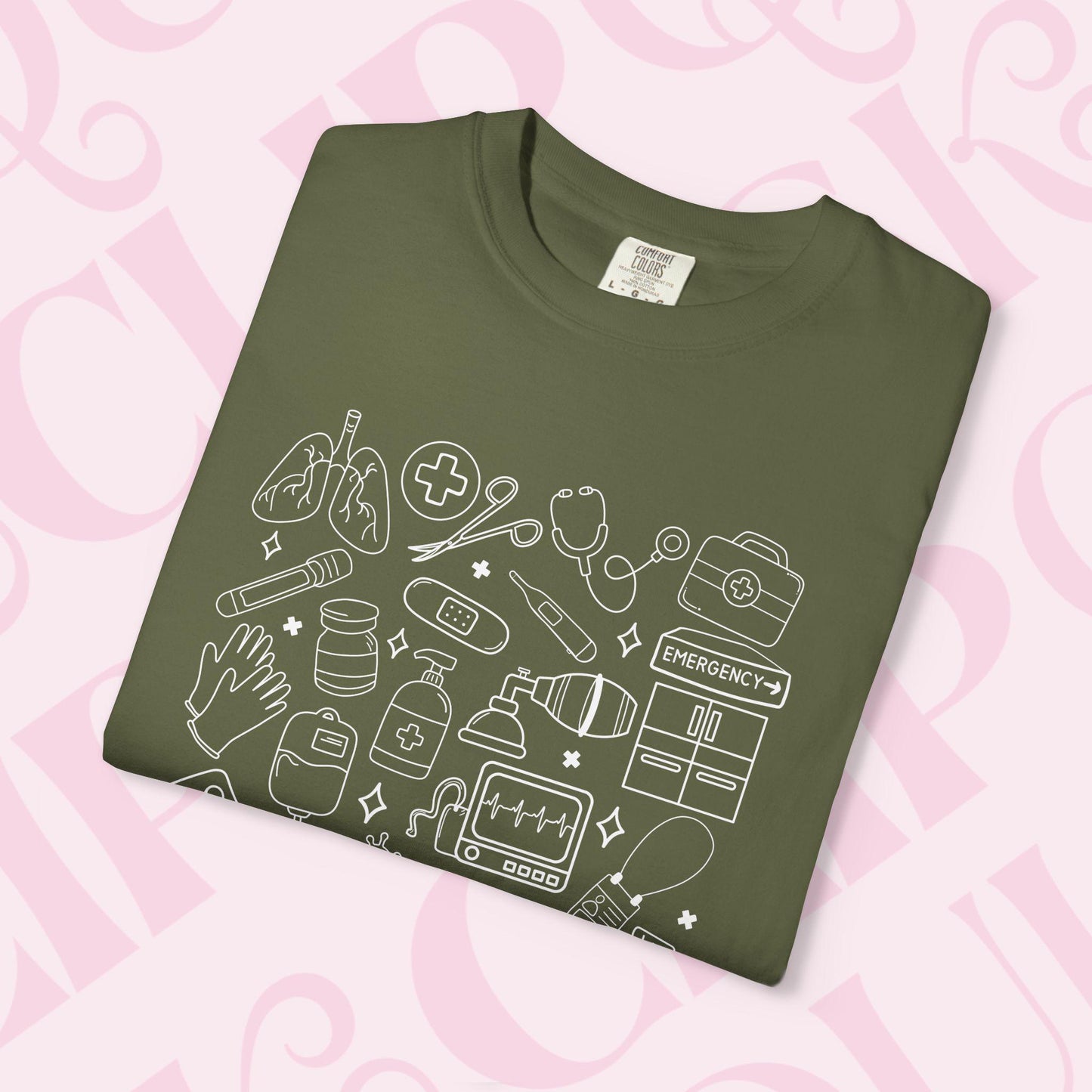 Hand drawn doodles medical shirt for healthcare apparel tshirt hospital necessities graphic tee collage gift for nurse nursing clothing