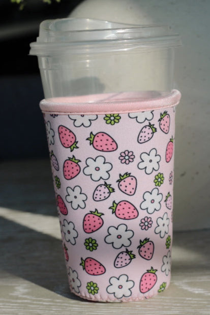 Pink Strawberry Coffee Coozie