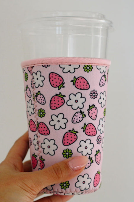 Pink Strawberry Coffee Coozie