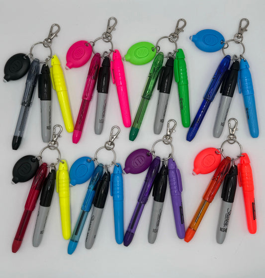 Mini Ballpoint Ink Pen Set with Black Permanent Marker