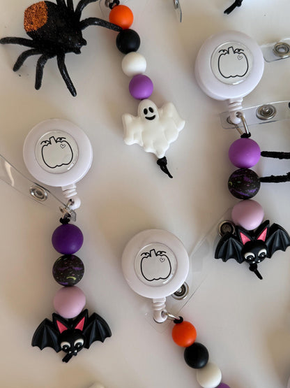 Halloween badge reels for work fall themed ghost badge buddy cute spooky badges focal beads pumpkin badge clip on nurse badge reels gift