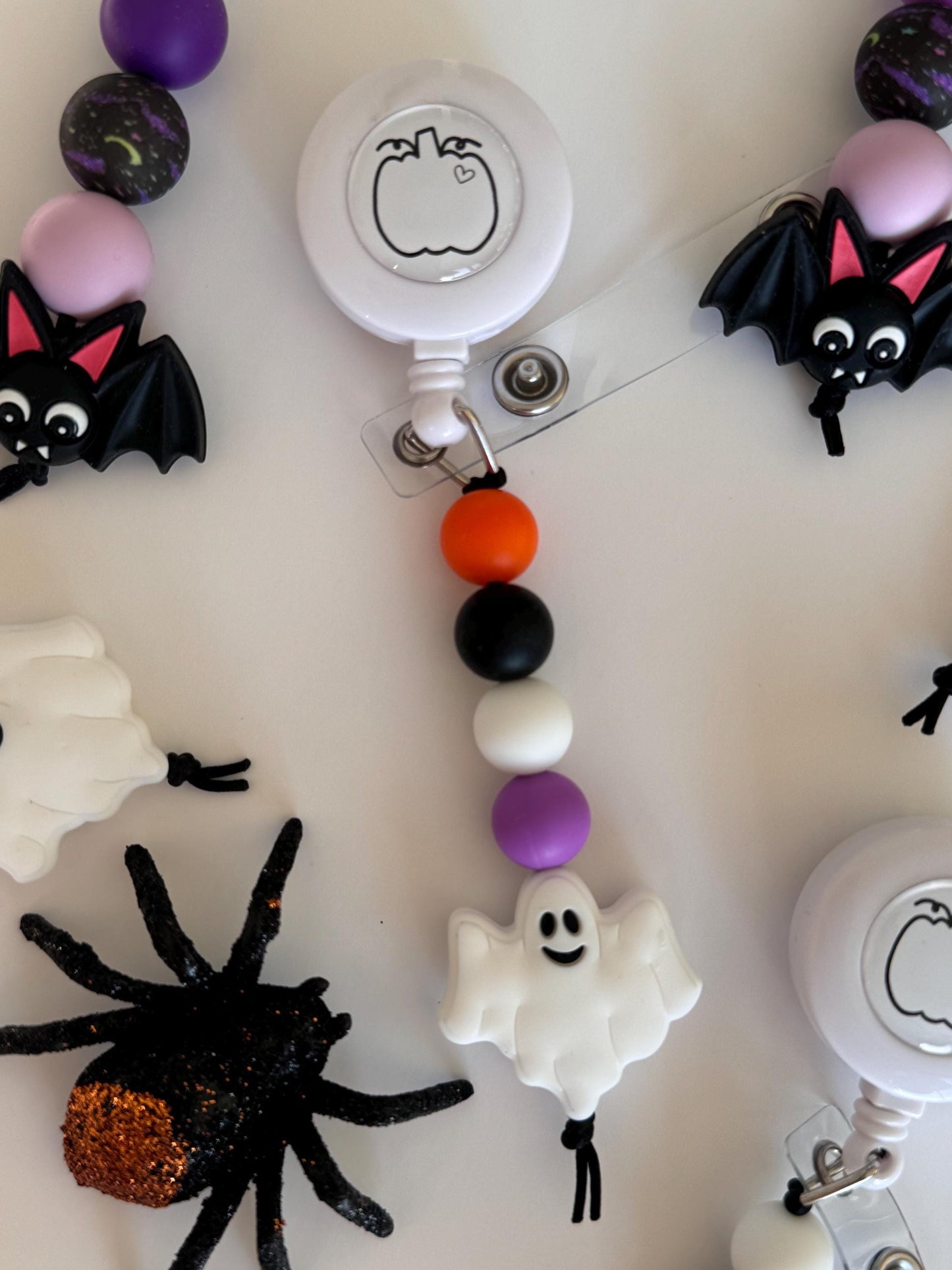 Halloween badge reels for work fall themed ghost badge buddy cute spooky badges focal beads pumpkin badge clip on nurse badge reels gift