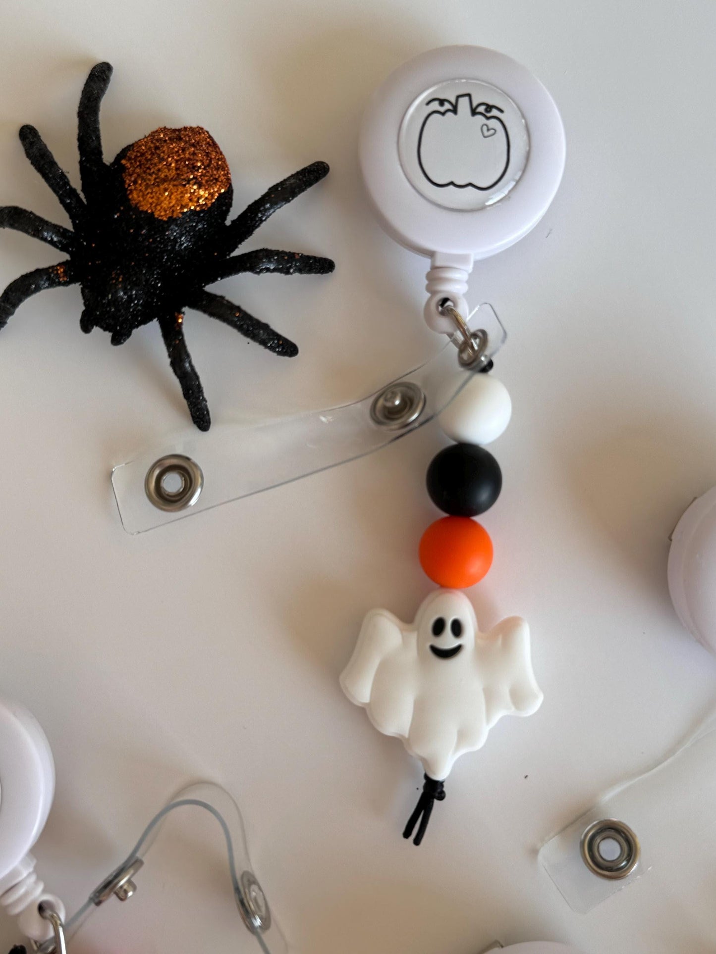 Halloween badge reels for work fall themed ghost badge buddy cute spooky badges focal beads pumpkin badge clip on nurse badge reels gift