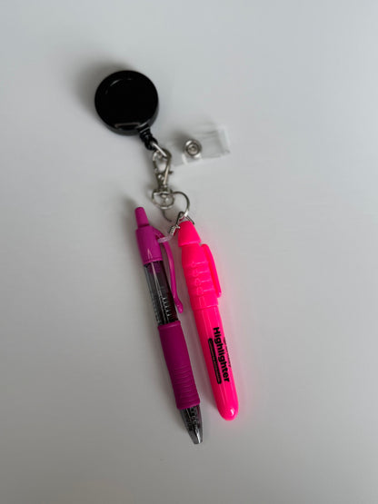 Gel pen and highlighter for nurse badge reel accessory nicu nurse badge reel medical assistant breakaway lanyard pen keychain new nurse gift