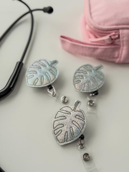 Silver Plant Lovers Feltie Badge Reel Nursing Gift Retractable Holder Fun ID Gift For Work Handmade Felt Badge Clip Healthcare Badge Holder