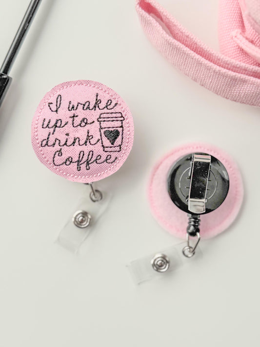 Coffee Lovers Feltie Badge Reel Nursing Gift Retractable Holder Fun ID Gift For Work Handmade Felt Badge Clip Healthcare Badge Reel Holder