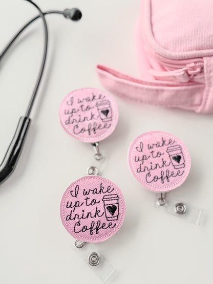 Coffee Lovers Feltie Badge Reel Nursing Gift Retractable Holder Fun ID Gift For Work Handmade Felt Badge Clip Healthcare Badge Reel Holder