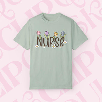 Spring Time Nurse Graphic Tee, Gift for Nurses, Cute Healthcare Shirt Medical Professional Apparel Nurse Appreciation Day Gift for Her