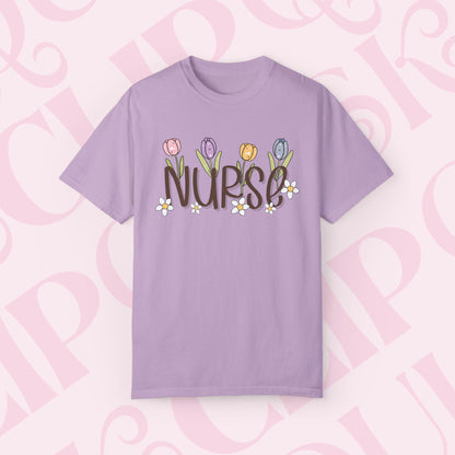 Spring Time Nurse Graphic Tee, Gift for Nurses, Cute Healthcare Shirt Medical Professional Apparel Nurse Appreciation Day Gift for Her