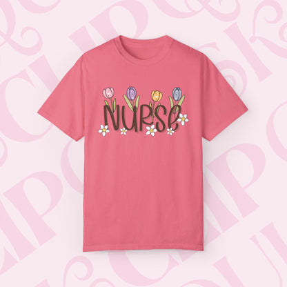 Spring Time Nurse Graphic Tee, Gift for Nurses, Cute Healthcare Shirt Medical Professional Apparel Nurse Appreciation Day Gift for Her