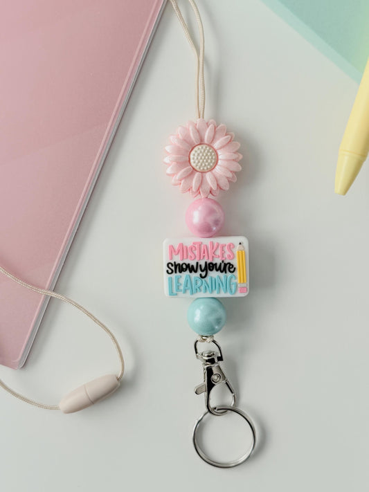 Mistakes show you’re learning breakway silicone beaded lanyard for teacher gift appreciation badge holder badge buddy