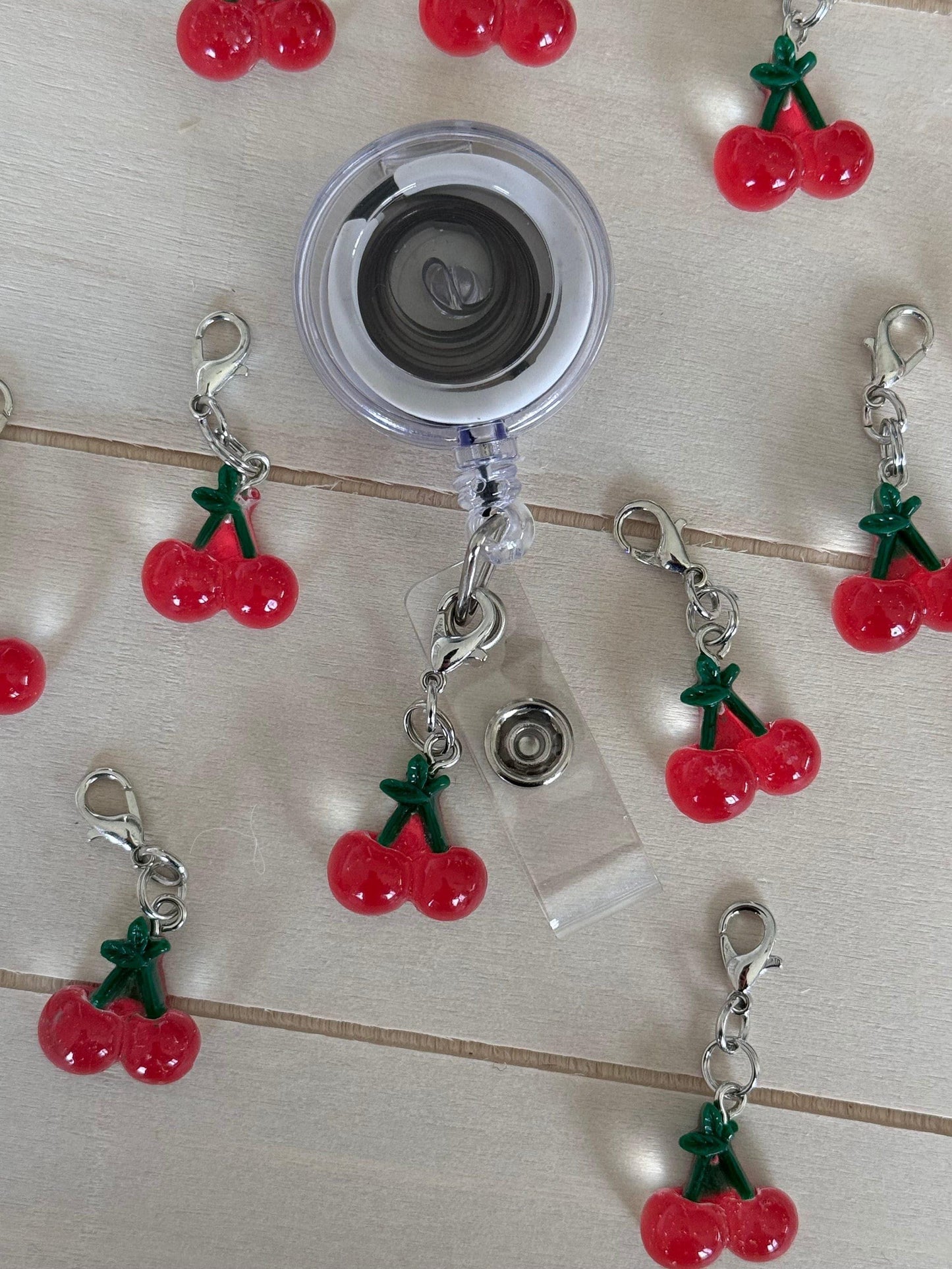 Cherry charm badge reel accessory charm for badge buddy picu pediatric nurse gift for nursing student cna medical assistant
