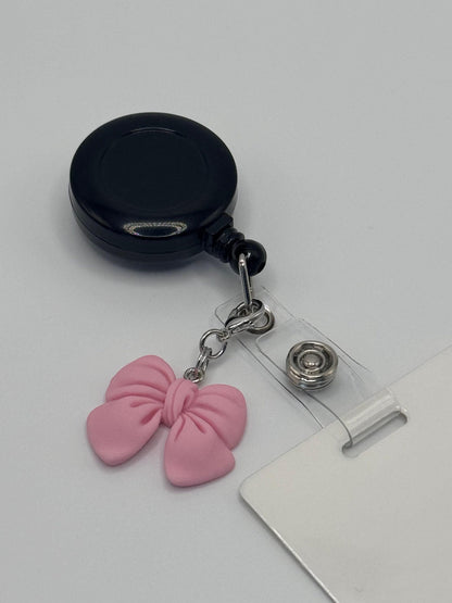 Coquette bow badge reel accessory charm for badge buddy picu pediatric nurse gift for nursing student cna medical assistant preppy accessory