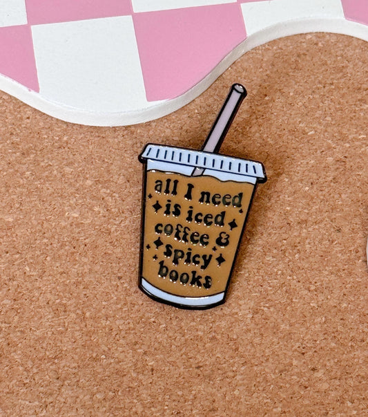 Coffee spicy books cute enamel pin snarky badge reel accessory funny medical pins lanyard gift backpack collector pins quirky bookish gifts