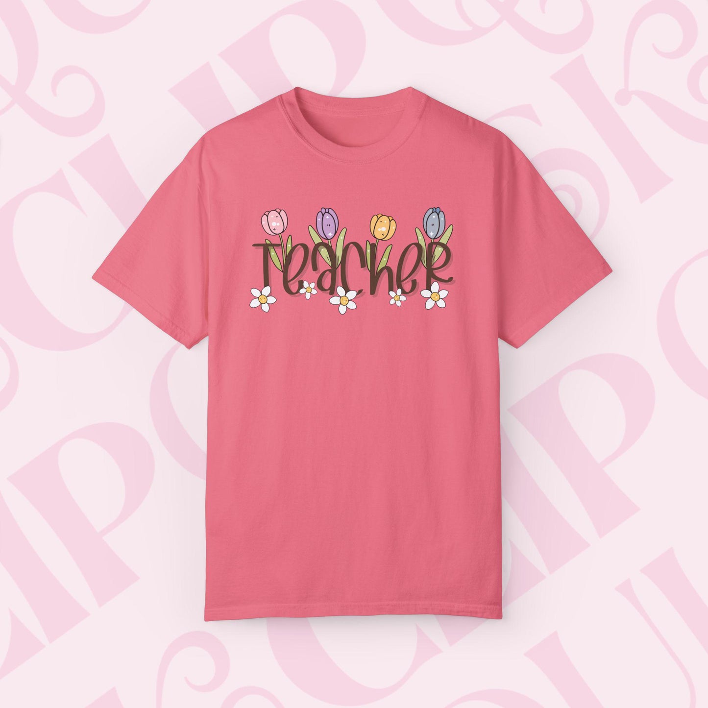 Floral Teacher T-Shirt Perfect Gift for Educators Spring Teacher Appreciation Cute Classroom Style Casual Wear Teacher's Day