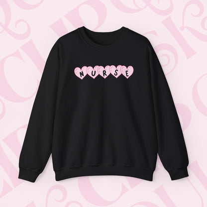Pink Hearts Nurse Sweatshirt For Valentines Day Crewneck Apparel for Healthcare Workers RNS Nursing Clothing Gift for Nurses Sweatshirt Gift