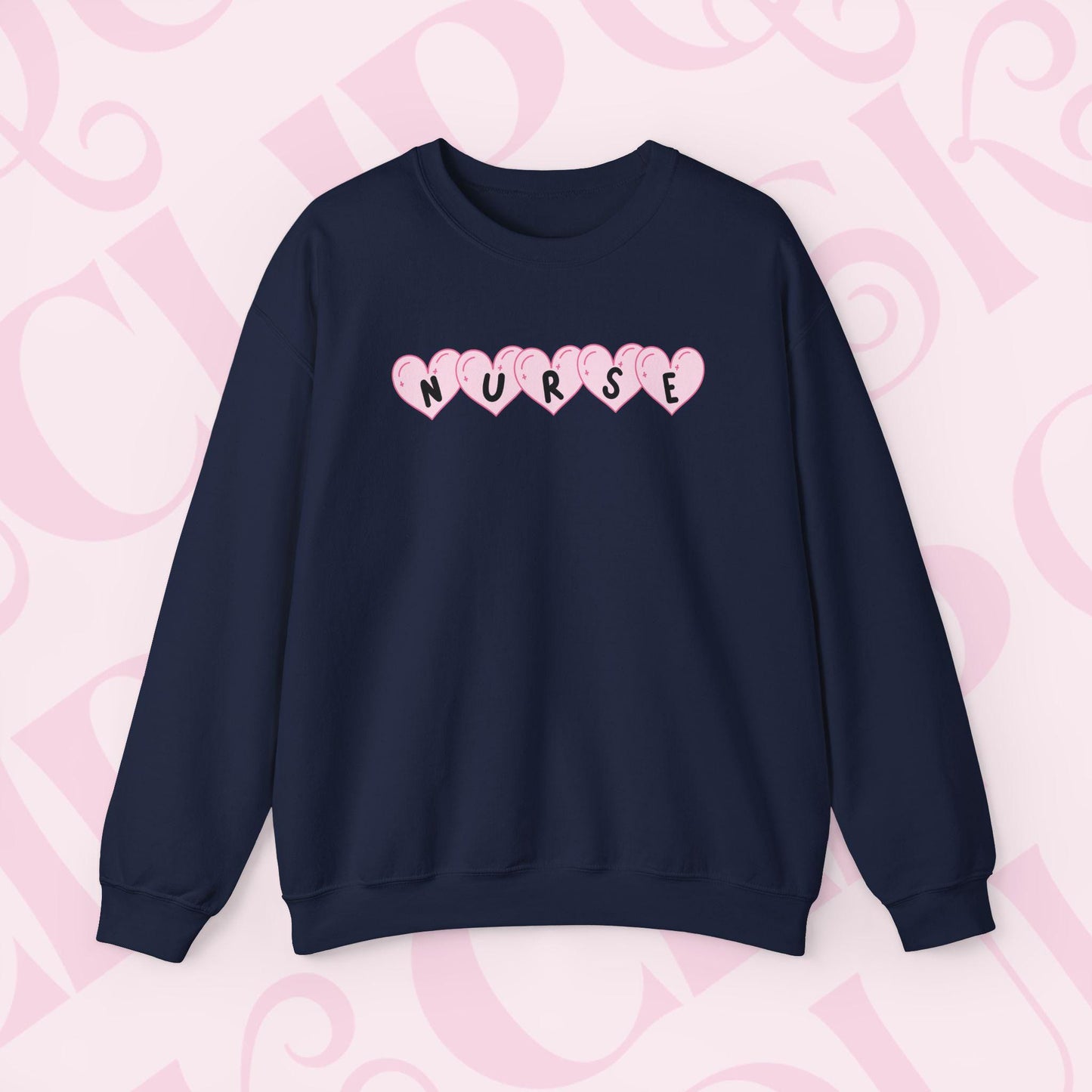 Pink Hearts Nurse Sweatshirt For Valentines Day Crewneck Apparel for Healthcare Workers RNS Nursing Clothing Gift for Nurses Sweatshirt Gift