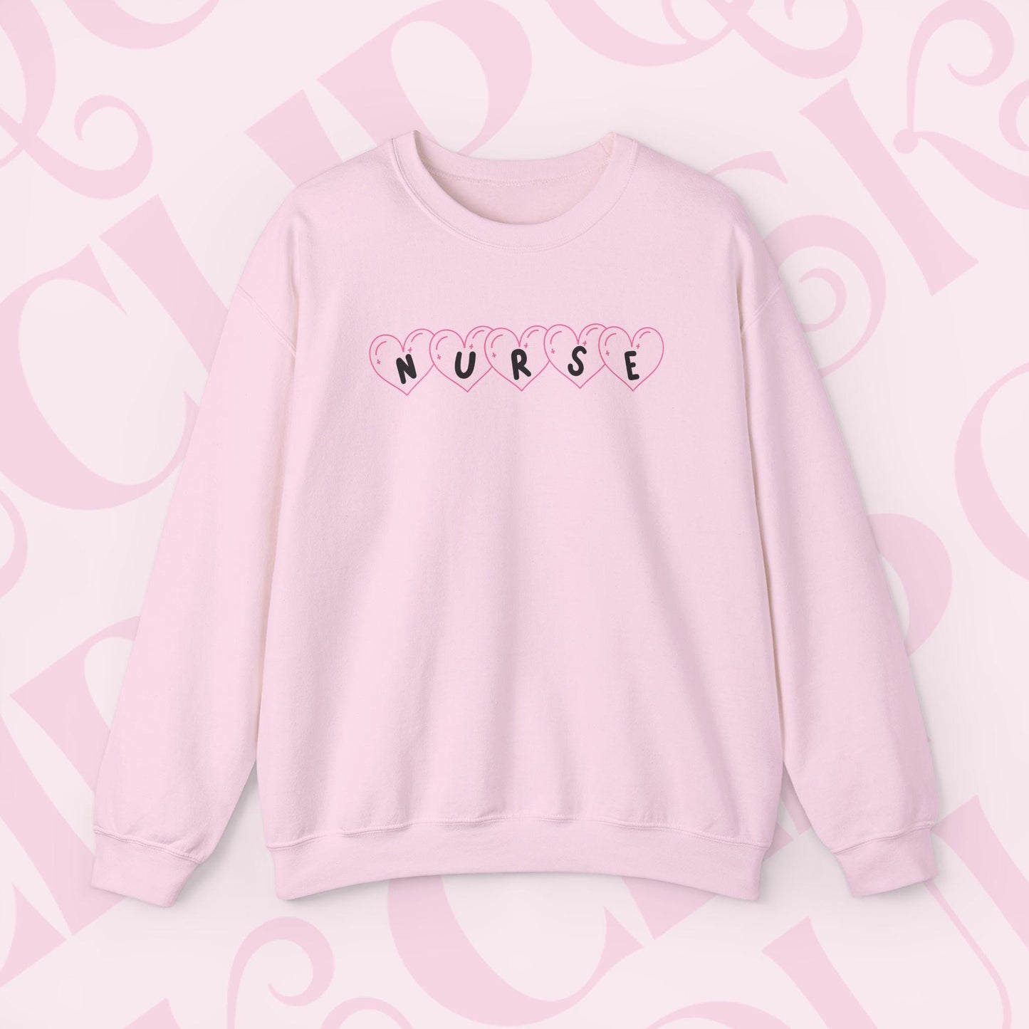 Pink Hearts Nurse Sweatshirt For Valentines Day Crewneck Apparel for Healthcare Workers RNS Nursing Clothing Gift for Nurses Sweatshirt Gift