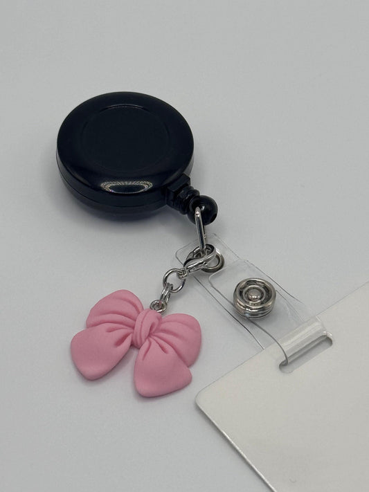 Coquette bow badge reel accessory charm for badge buddy picu pediatric nurse gift for nursing student cna medical assistant preppy accessory