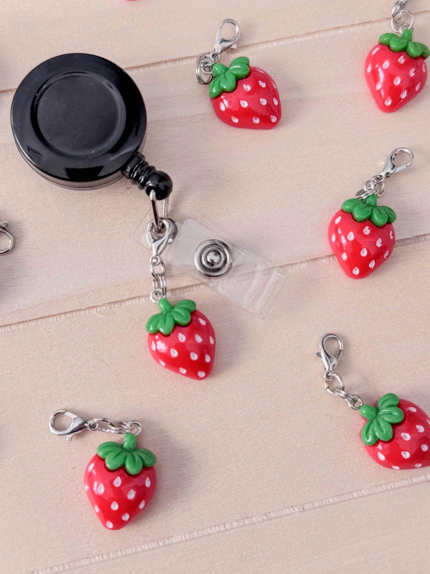 Strawberry charm badge reel accessory charm for badge buddy picu pediatric nurse gift for nursing student cna medical assistant
