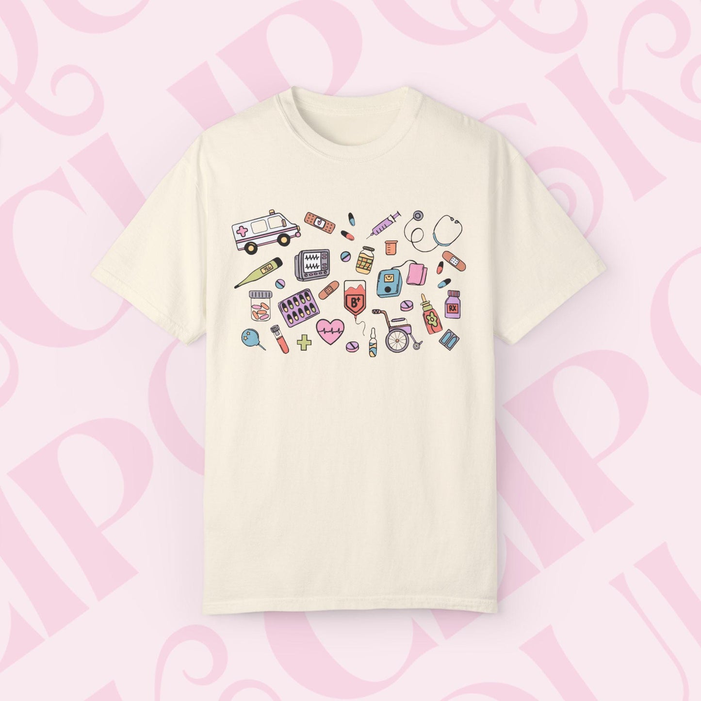 Medical Doodle Shirt For Healthcare Worker Nurse Tshirt Gift for CNA Medical Assistant Nursing Artwork