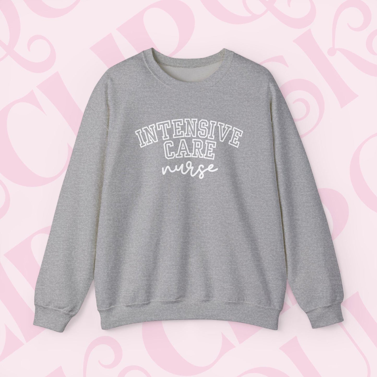 Intensive Nurse Shirt Varsity Style Sweatshirt Crewneck Gift For Nurse Cardiac Care Shirt For Work ICU RN