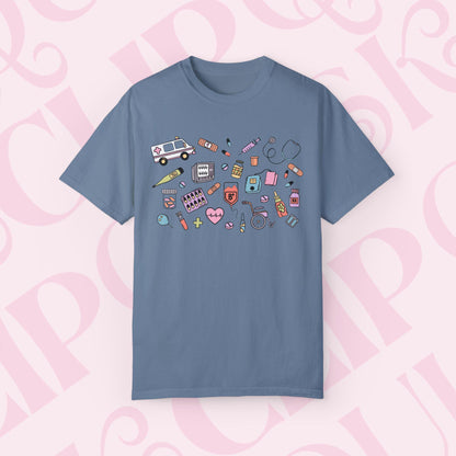 Medical Doodle Shirt For Healthcare Worker Nurse Tshirt Gift for CNA Medical Assistant Nursing Artwork
