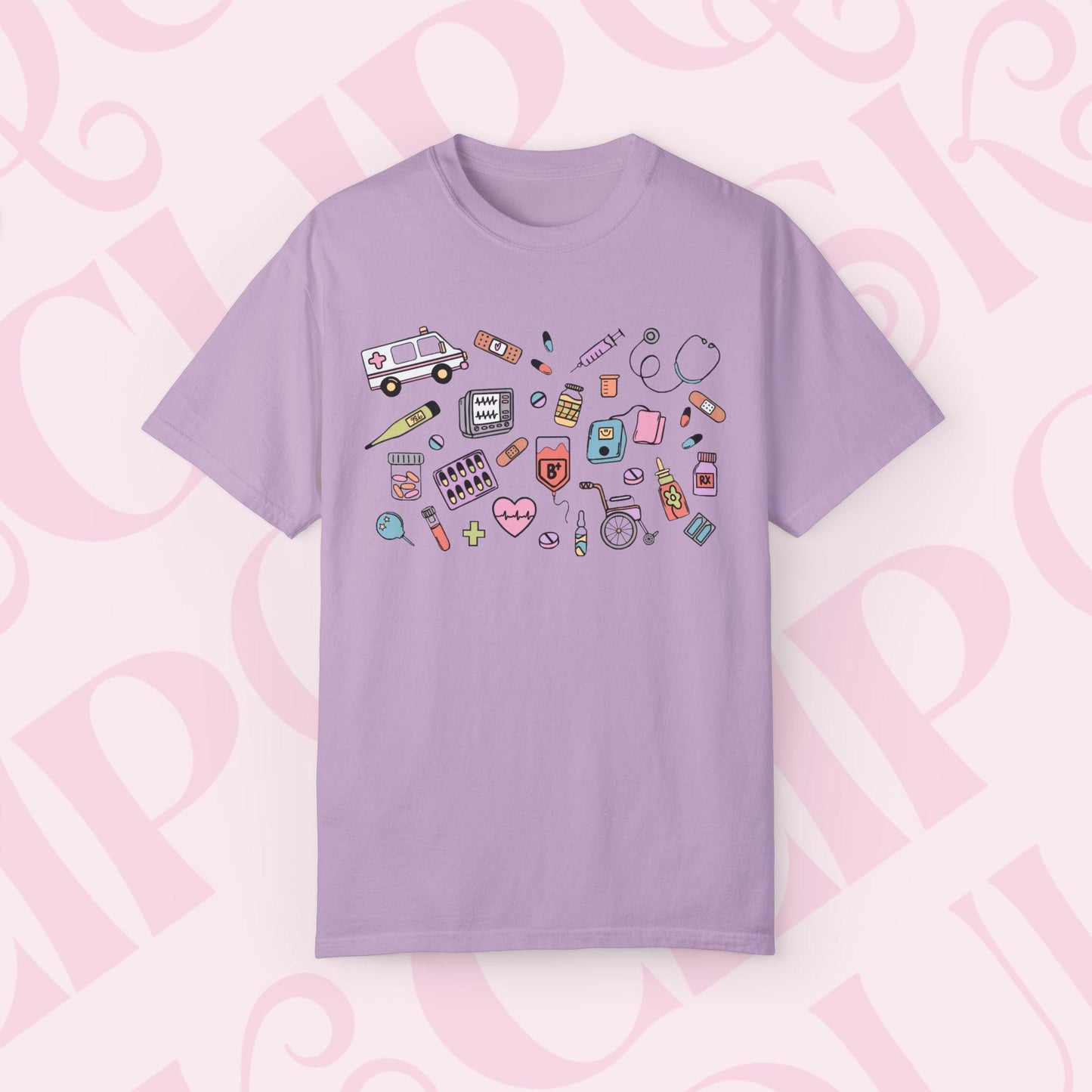 Medical Doodle Shirt For Healthcare Worker Nurse Tshirt Gift for CNA Medical Assistant Nursing Artwork