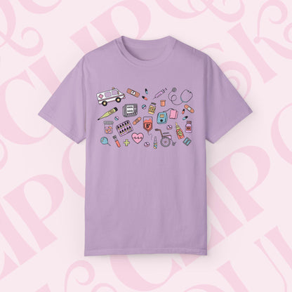 Medical Doodle Shirt For Healthcare Worker Nurse Tshirt Gift for CNA Medical Assistant Nursing Artwork