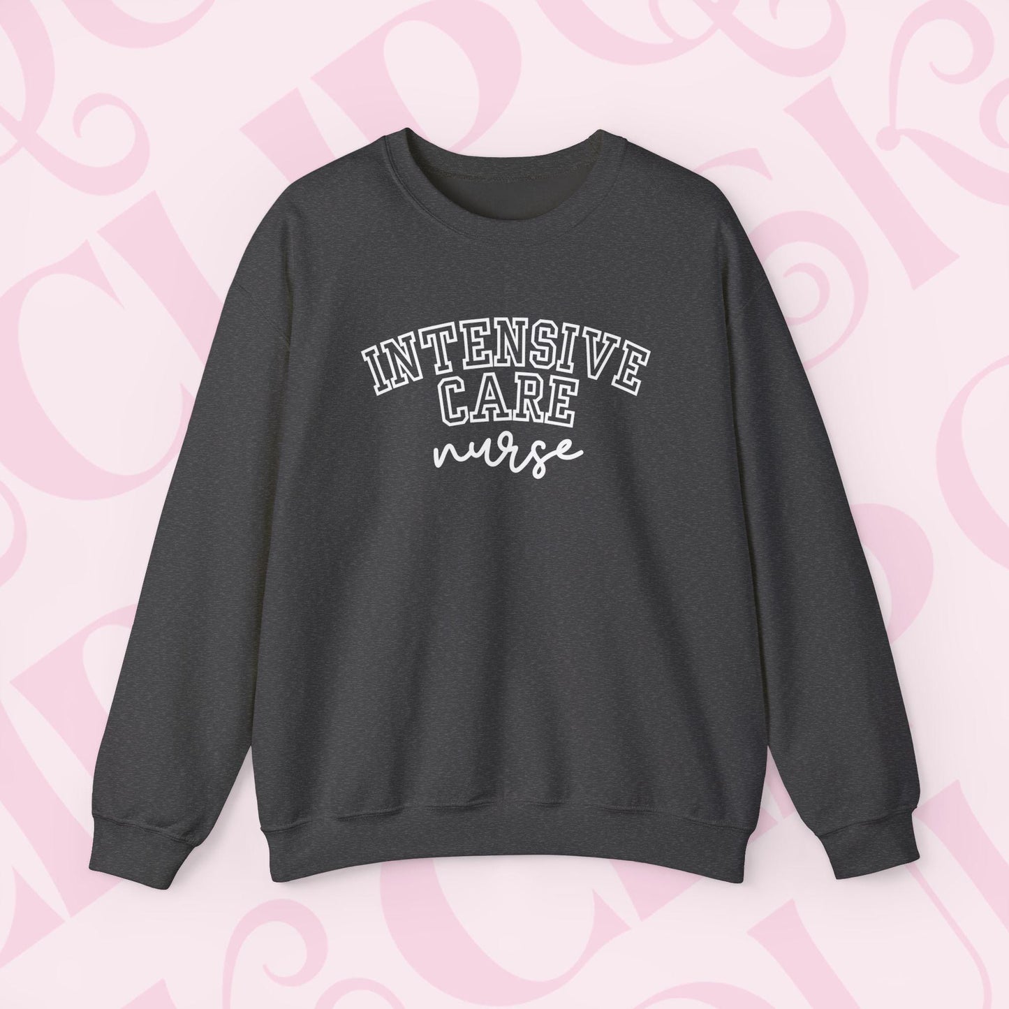 Intensive Nurse Shirt Varsity Style Sweatshirt Crewneck Gift For Nurse Cardiac Care Shirt For Work ICU RN