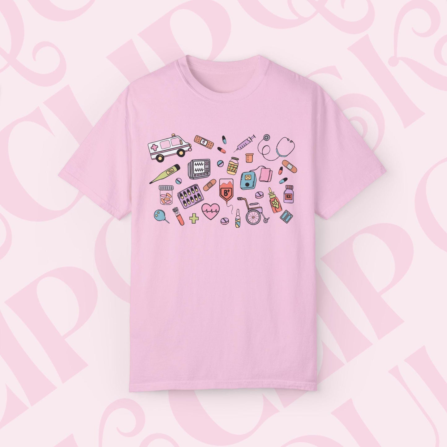 Medical Doodle Shirt For Healthcare Worker Nurse Tshirt Gift for CNA Medical Assistant Nursing Artwork