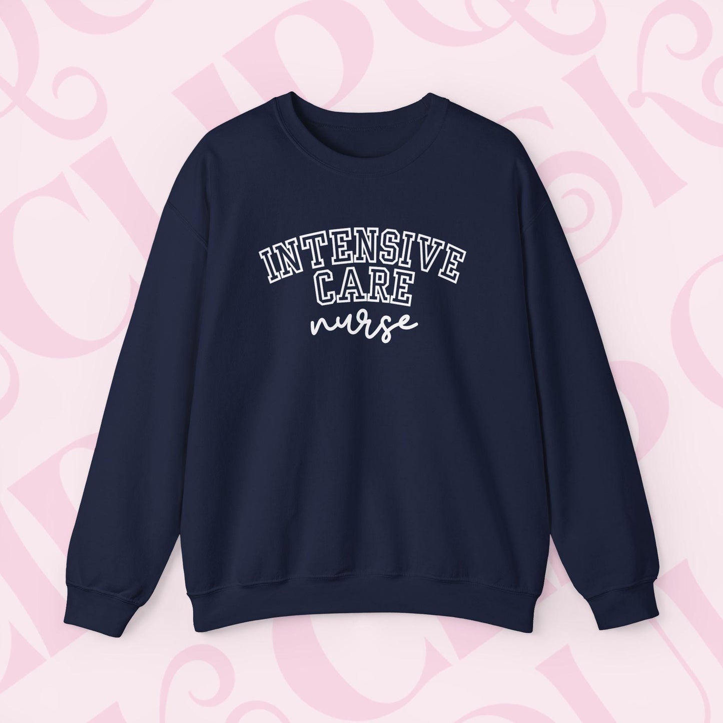 Intensive Nurse Shirt Varsity Style Sweatshirt Crewneck Gift For Nurse Cardiac Care Shirt For Work ICU RN