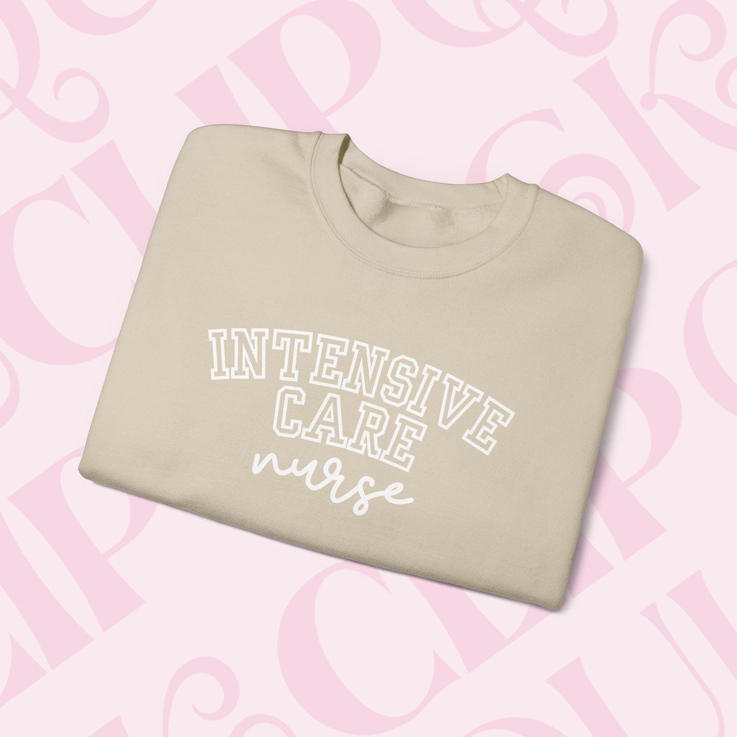 Intensive Nurse Shirt Varsity Style Sweatshirt Crewneck Gift For Nurse Cardiac Care Shirt For Work ICU RN