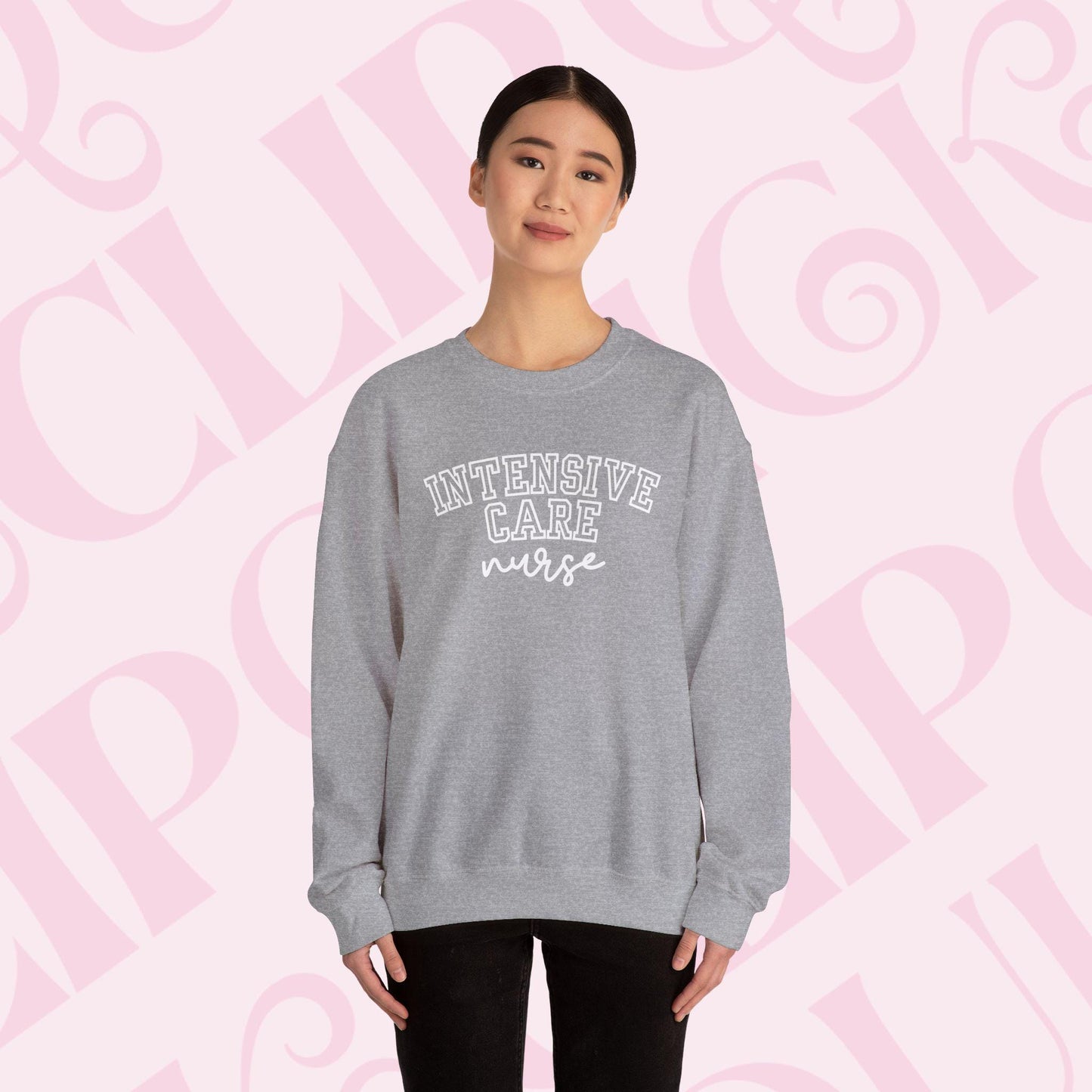 Intensive Nurse Shirt Varsity Style Sweatshirt Crewneck Gift For Nurse Cardiac Care Shirt For Work ICU RN
