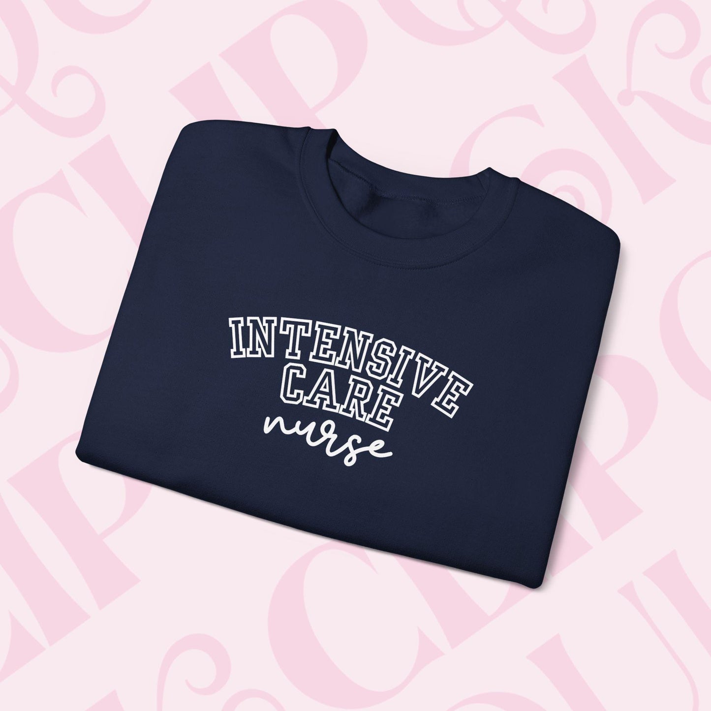 Intensive Nurse Shirt Varsity Style Sweatshirt Crewneck Gift For Nurse Cardiac Care Shirt For Work ICU RN