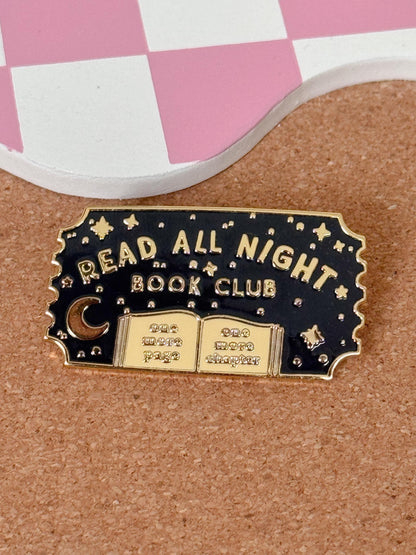Read all night cute enamel pin snarky badge reel accessory funny medical pins lanyard gift backpack collector pins quirky bookish gifts